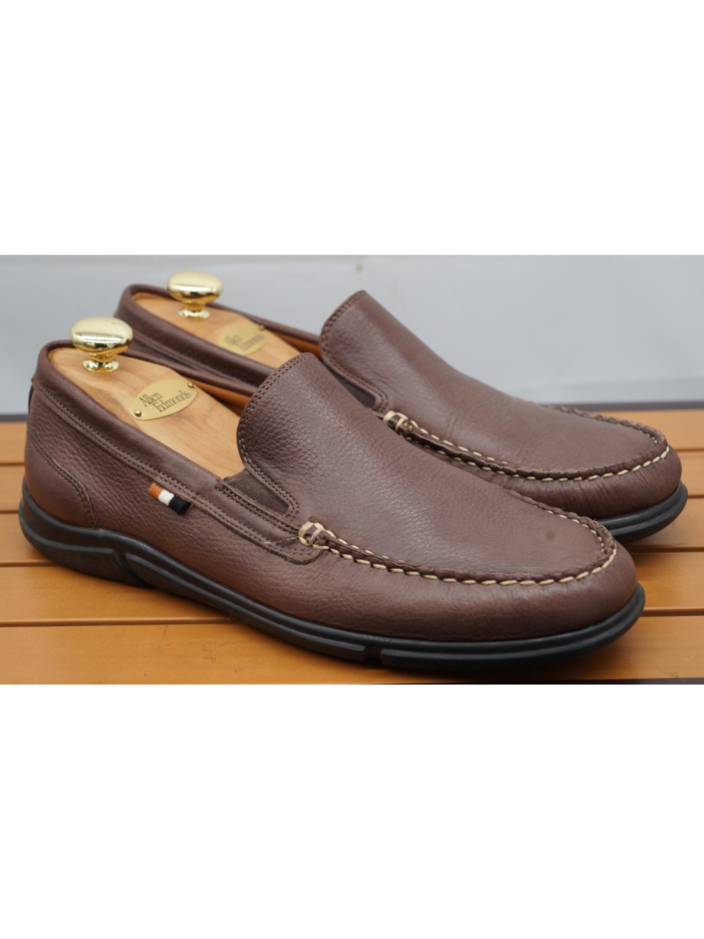 Allen Edmonds "MILES" Men's Leather Venetian Slip-On Loafers 10 D BROWN